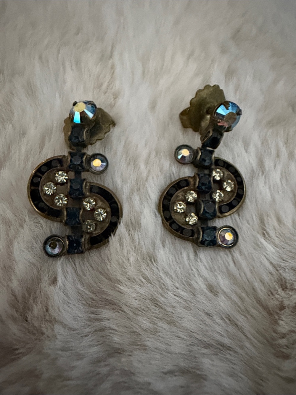 Sorrelli Gold-Tone Dollar Sign Crystal Earrings